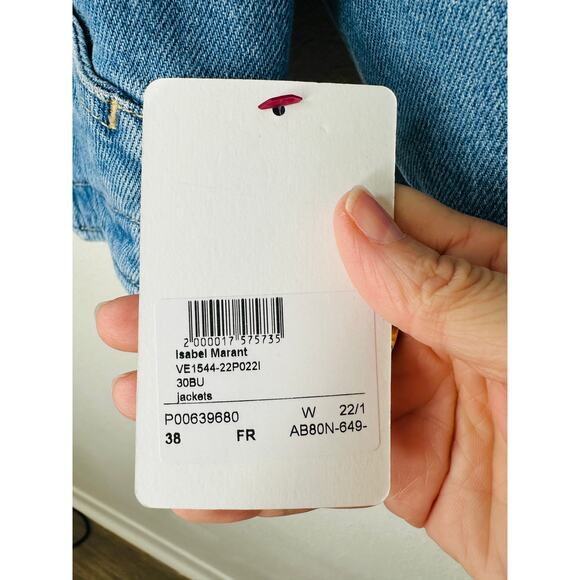 NWT Isabel Marant Medium Wash Pauline Snap Front Denim Jean Jacket 38 / M - Picture 8 of 13